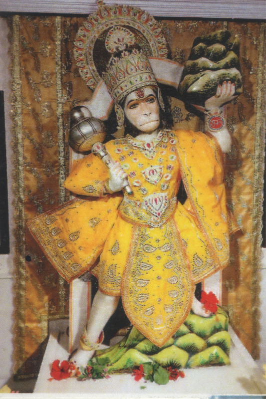 लैमिनेटेड कार्ड C43 - पीले वस्त्र में हनुमान जी, कार्ड के पीछे एक तस्वीर